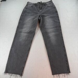 Hollister Ultra High Rise Mom Jeans Womens 28 Black Washed Raw Hem‎ Denim